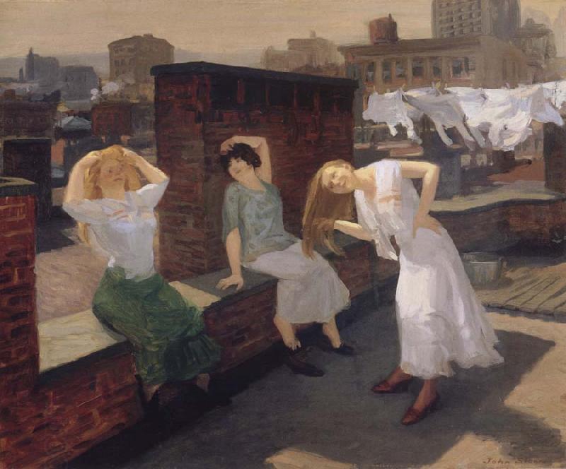 John sloan Woman drying their Hair oil painting picture